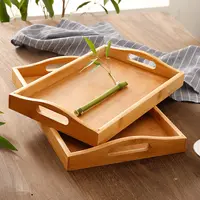 Bandeja Rectangular de bambú para té, plato de madera sólida, soporte de exhibición de tartas, vasos de agua, platos de madera para vajilla de alimentos