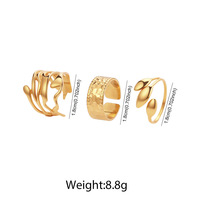 Europäisch-Amerikanisches Breites Geometrisches Ringset Einzigartiges Nischendesign Edelstahl 18K Gold Plattiert Offener Ring Unisex Verstellbare Ringe