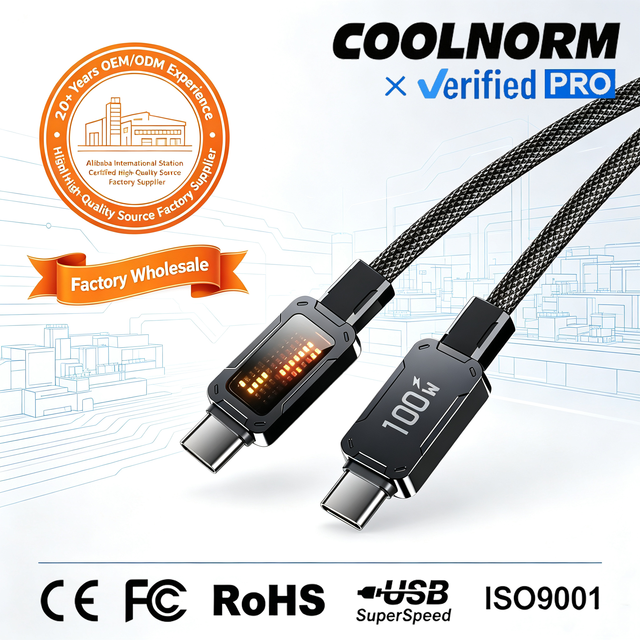 Aluminum Alloy LED-illuminated PD 100W Fast-Charging E-Marker Chip USB-C Phone Charging Cable Compatible for for Devices
