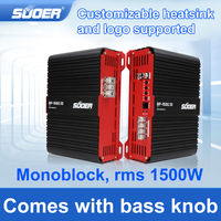 Amplificateur de voiture Suoer BP-1500 classe D haute efficacité 12V monobloc, amplificateur de subwoofer à puissance stable avec protection contre les surcharges et thermique