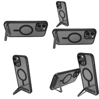 Casing Magnetik Tahan Lama dengan Penyangga untuk iPhone 11 12 13 14 15 16 Pro Max 17 Air Plus, Aksesoris Ponsel Grosir