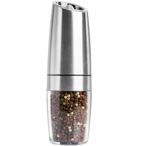 Stainless steel electronic salt and pepper shaker set automatic gravity electric salt and pepper grinder set