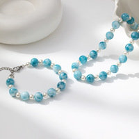 Ensemble collier et bracelet bohème tendance en acier inoxydable avec perles en pierre naturelle multicolores, design haut de gamme pour mariage, fête ou cadeau