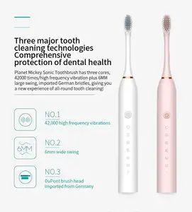 Chargeable Electric Toothbrush IPX7 Oral Cleaning Sonic Electric Toothbrush With 4 Soft Bristles Couple Electric Toothbrush