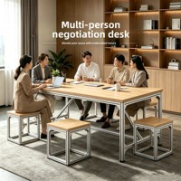 Table de conférence multi-personnes en profilé aluminium HYZ-227X, bureau informatique mobile, design simple et moderne, idéal pour l'expérimentation