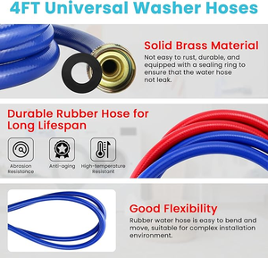 Tuyau d'arrivée pour machine à laver en caoutchouc renforcé de 3/4 pouce, raccord en Y en caoutchouc pour machine à laver - Product Image 6