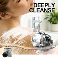 Éponge de Douche Exfoliante en Charbon de Bambou Personnalisable avec Logo – Luffa Naturelle pour Hommes et Femmes