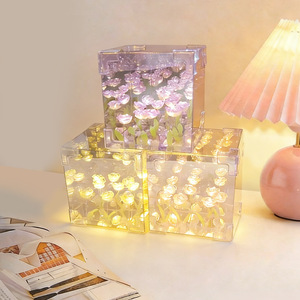 Rubiks <b>Cube</b> Flower Sea Rose Night <b>Light</b> Craft Kit 10x10 Battery Powered Button Switch Diy For Mother's Day Gift - Product Image 1