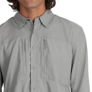 Polo impermeable extra grande 100% poliéster de alto rendimiento con cuello tipo pez y botones, camisa de pesca de manga larga. - Product Image 3
