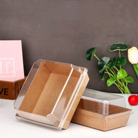 Boîte en papier de qualité alimentaire personnalisée, emballage Sandwich Sushi, boîte en papier Kraft à emporter avec fenêtre ouverte, vente en gros