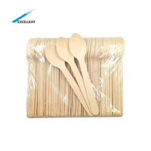 Logotipo personalizado de fábrica Cuchara de madera biodegradable ecológica Cubiertos desechables para restaurante Hotel Fiesta - Product Image 1