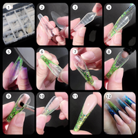 Lot de moules à ongles en silicone en gros, formes multiples, double usage, avec boîte de rangement pour extension d'ongles en polygel et gel acrylique