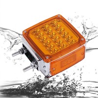 Feu de signalisation LED double face carré pour camion et remorque, clignotant, feu stop, feu latéral, fixation à double boulon, ambre/rouge, 12V 24V, étanche pour garde-boue