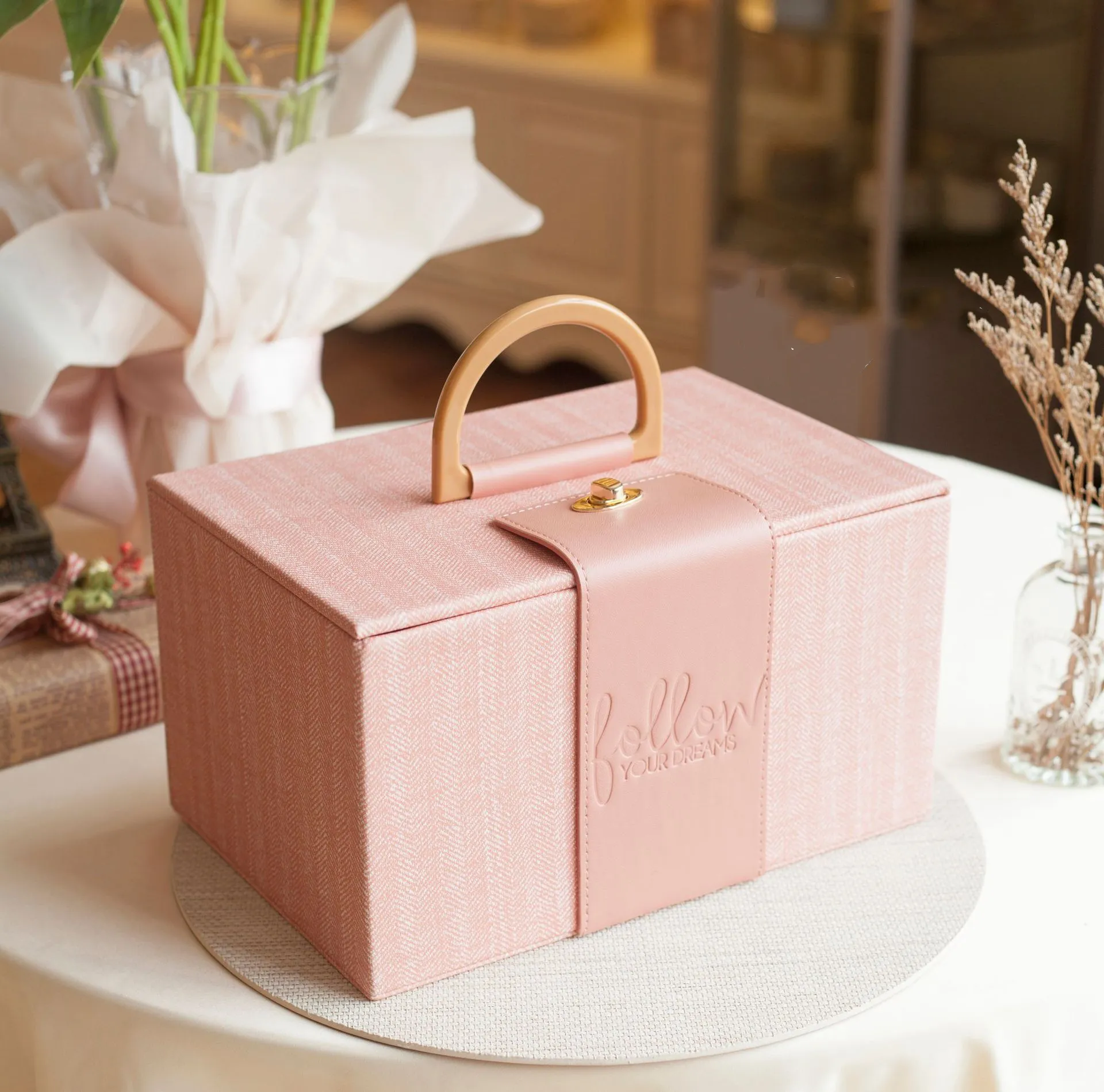 Contenitore regalo di lusso per matrimonio bomboniera cesto per confezione con manico rosa blu verde rosso scatola di imballaggio di lusso
