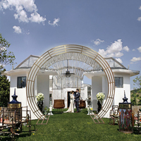 Arche de mariage semi-circulaire en métal doré/argenté Luckygoods LDJ258, grande arche en fer pour décoration de scène extérieure