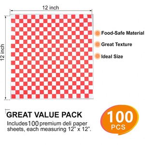 Papel de Revestimiento Americano a Cuadros Rojos, Absorbente de Aceite, Antiadherente, para Papas Fritas, Alitas de Pollo, Pizza, Hamburguesas, Pollo - Product Image 3