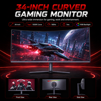 Moniteur de jeu incurvé 34 pouces, écran ultra-large, 165 Hz, écran PC, résolution 4K, moniteur PC pour jeux de course et bureau de trading