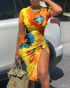 Abito Bodycon Sexy da Donna 2026 all'ingrosso, a Maniche Corte, Mini, Patchwork, per Club, in Tessuto Pettinato Lavabile, con Vita Naturale - Product Image 4