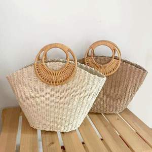 2023 New Portable Braided Basket <b>Bag</b> Summer Straw Simple Sen Department Braided Womens Holiday Fashion Beach Tote <b>Bag</b> - Product Image 3