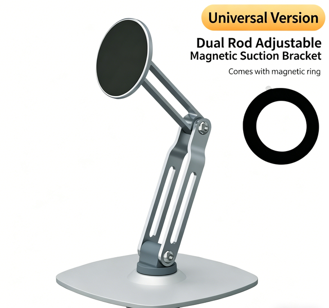 Dual-Rod Adjustable N52 Strong Magnetic Desk Phone Tablet Stand 360° Rotation Bulk Wholesale Universal Compatibility 4-12.9inch