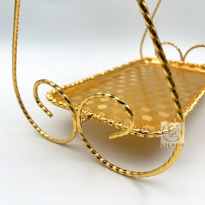 Giá đỡ bánh hai tầng bằng thép không gỉ mạ vàng hình chữ nhật sang trọng, khay trưng bày bánh ngọt thanh lịch cho đám cưới và tiệc tùng - Product Image 6