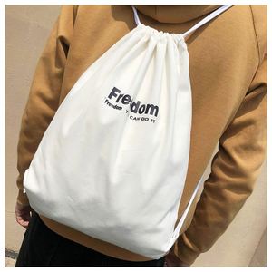 Low Moq Customized Design Top Sell Gift Large Cotton Cloth <b>Drawstring</b> <b>Backpack</b> Cotton Canvas Bag With Logo - Product Image 5