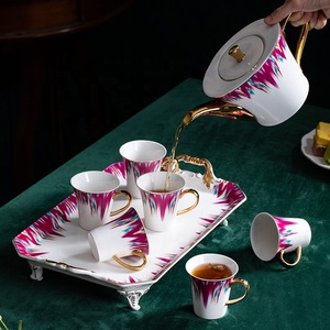 Hot Selling Ceramic Tea Set 1 Pot 6 Cups 1 Tray Wedding <b>Gift</b> <b>Coffee</b> Set - Product Image 3