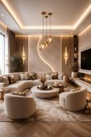 Lit de luxe moderne pour villa, avec tête de lit unique en velours et garniture dorée, pour chambre haut de gamme, conception complète pour villa