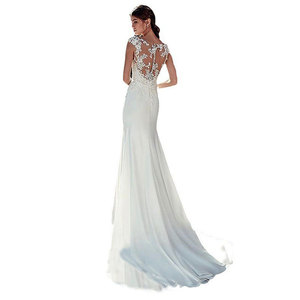 Gaun Pengantin Putri Duyung Bergaya dengan Aplikasi Renda Klasik Vintage Siluet Putri Rok Panjang Motif Bunga Busana Pengantin Modis - Product Image 6