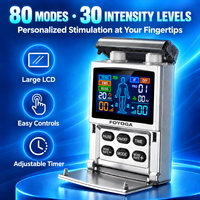 Appareil d'électrothérapie corporelle FOYOGA TENS EMS Pro 9000 Max 5-en-1, 80 programmes, 4 canaux, écran LCD couleur, masseur à impulsions, kit complet