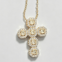 Collier Pendentif Croix de Luxe Tendance avec Tourmaline, Topaze, Diamant Halo et Sertissage CZ en Or et Argent, Bijoux