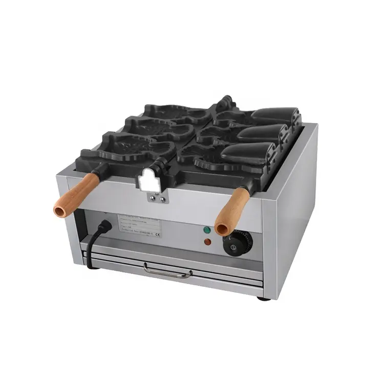 Aperatif ekipmanları dondurma koni Taiyaki makinesi açık ay yapışmaz paslanmaz çelik kore japonya balık Waffle makinesi