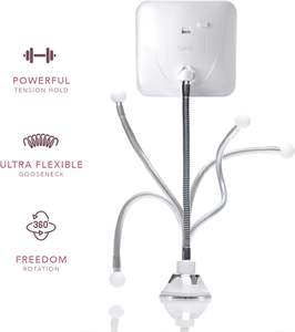 Miroir de maquillage éclairé à col de cygne rotatif à 360 ° pour salle de bain Miroir <span class=keywords><strong>grossissant</strong></span> flexible rechargeable 10x avec 3 lumières LED - Product Image 2