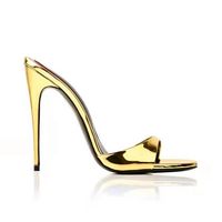 Sandales à bouts ronds pour femmes, talons métalliques or PU, avec chaîne amovible, sexy, pour dames, hauts, promo, collection