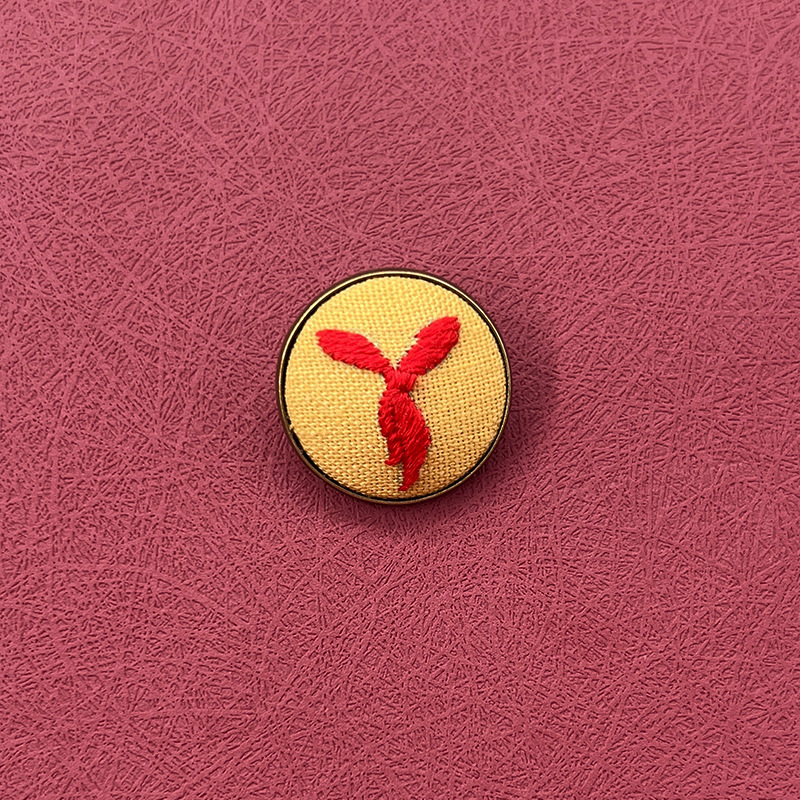 Red scarf collar badge-plastic embroidery hoop-25mm diameter