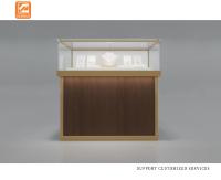 Vitrine modulaire personnalisée en verre avec grain de bois, verrouillable, miroir arrière, éclairage LED, design écologique |   Knock-Down