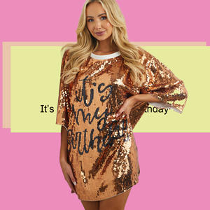 Personnalisé c'est <span class=keywords><strong>mon</strong></span> <span class=keywords><strong>anniversaire</strong></span> paillettes scintillant t-shirt <span class=keywords><strong>robe</strong></span> <span class=keywords><strong>pour</strong></span> femmes - Product Image 5