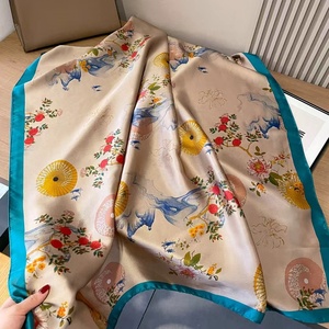 Của Phụ nữ dài cổ điển phong cách xiangyun satin điều hòa không khí Khăn choàng mỏng in mùa xuân mùa hè giả khăn lụa Polyester - Product Image 4