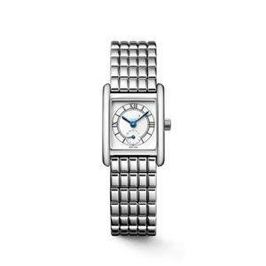 Ladies Vintage <b>Rectangular</b> <b>Watch</b> Small Seconds Dial Roman Markers Stainless Steel Bracelet Accurate Quartz Movement Longinesing - Product Image 1