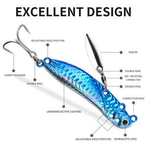 Leurre de pêche transfrontalier à longue portée 55mm, Spinner métallique, Fly Dog Jig Vib, Leurre bionique pour la pêche au brochet et la pêche au bar en eau profonde - Product Image 4
