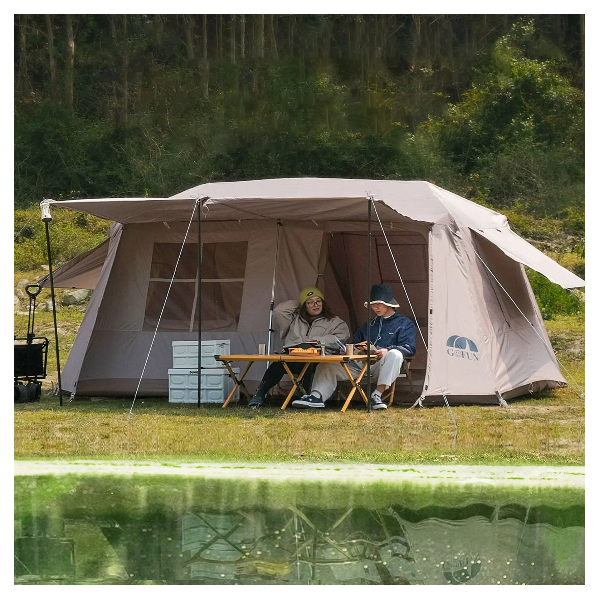 GOFUNルーフリッジ13トリップテント、屋外ヘビーデューティーでキャンプするホット製品テント、屋外イベント用のカスタムパーティーテント/