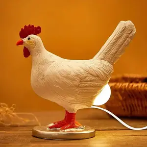 크리에이 티브 3D 치킨 에그 램프 실물 같은 수지 시뮬레이션 치킨 에그 야간 조명 LED 침실 생활을위한 USB와 작은 테이블 램프