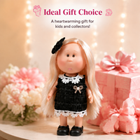 Poupée Bébé de Mode de Haute Qualité 24 cm avec Robe en Dentelle à Carreaux, Corps en Vinyle, Jouet à Habiller pour Petites Filles, Cadeau de Fêtes - Vente en Gros