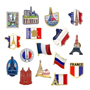 Spille con Bandiera Nazionale Francese, Badge Personalizzati in Smalto Morbido con Monumenti di Parigi, Souvenir Magnetici Francesi all'Ingrosso - Product Image 1