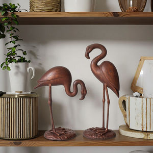 Antik bronz dökme demir Flamingo çifti heykeli zarif Metal figürinler kazınmış sevgililer günü için dökme demir flamingolar 2 Set - Product Image 6