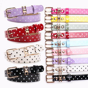 Cinturón de Cuero Sintético Color Caramelo con Estampado de Puntos, Estilo Americano, para Mujer, Primavera-Verano, Accesorio de Alta Gama - Product Image 1