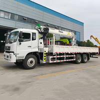 Grue sur châssis de camion Dongfeng 6x4, 12 tonnes, flèche à cinq sections, équipement de levage pour la construction de ponts et de routes.