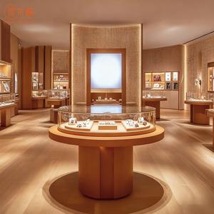 Juego de vitrina de joyería de madera de gama alta personalizada y vitrina curvada, fabricada por fabricantes personalizados - Product Image 1