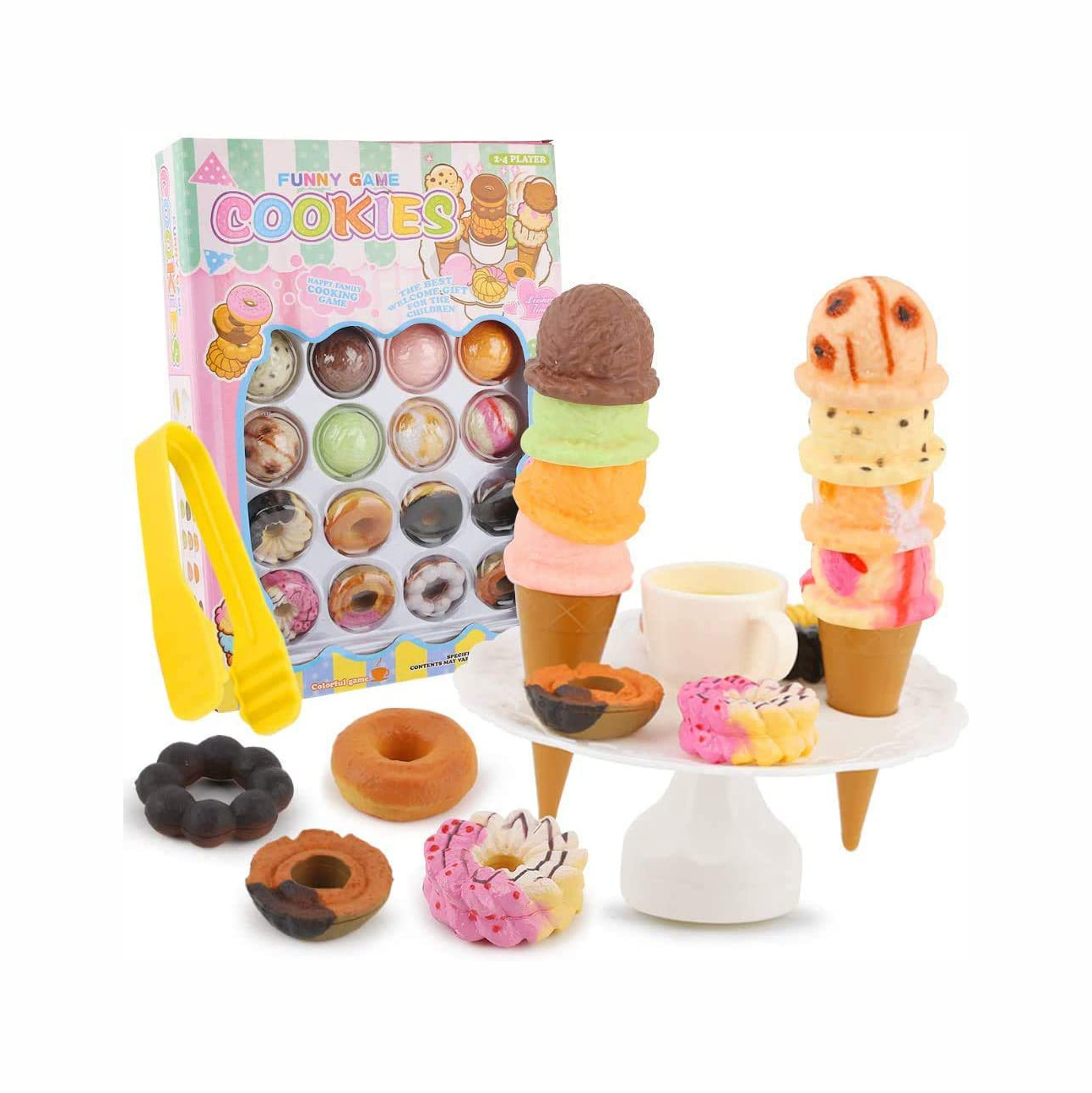 Juego De Apilamiento De Helado – Torre De Equilibrio Con 12 Bolas De Colores Y Base, Juguete Educativo Para Motricidad Fina Y Creatividad, Ideal Para Fiestas