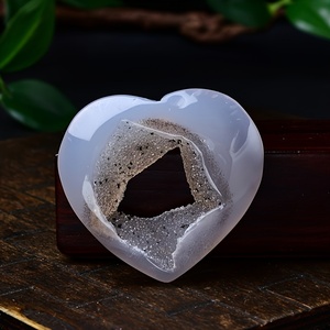 Cœur de géode en agate bleue naturelle, pierre de guérison en cristal poli, cadeau de la Saint-Valentin, décoration pour la maison et le bureau, vente en gros directe d'usine - Product Image 3